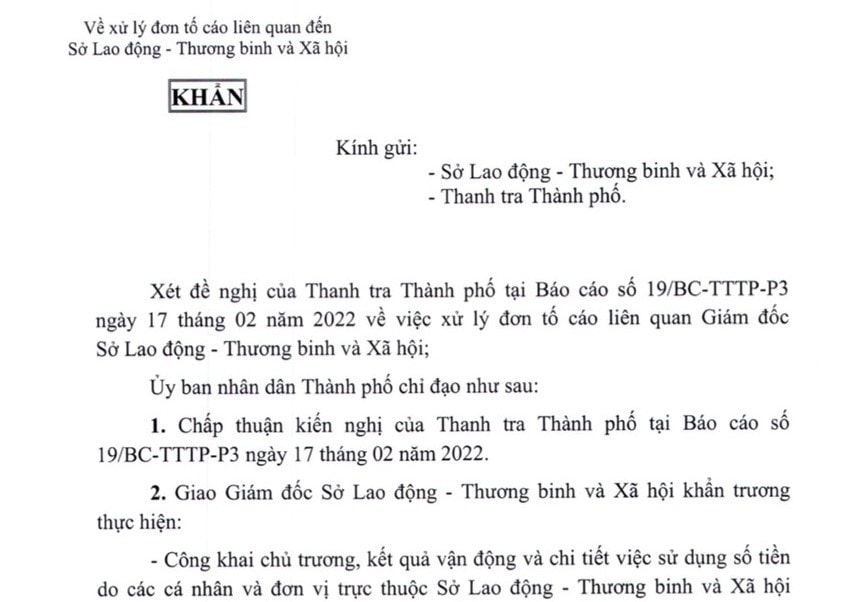 UBND TP.HCM chỉ đạo Sở LĐ-TB&XH báo cáo về việc chi hỗ trợ cho thành viên Ban chỉ đạo từ nguồn quỹ vận động phòng, chống dịch Covid-19, gây bức xúc dư luận.