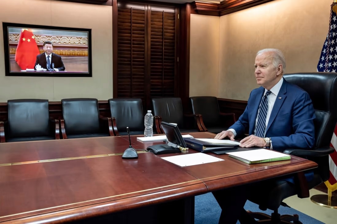 Tổng thống Mỹ Joe Biden và Chủ tịch Trung Quốc Tập Cận Bình tổ chức cuộc gặp ảo vào ngày 17/3 để thảo luận về cuộc khủng hoảng Ukraine. Ảnh: Handout