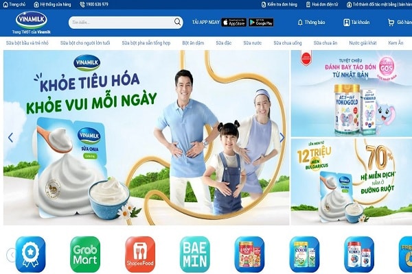 Website bán hàng trực tuyến giacmosuaviet.com.vn của Vinamilk.