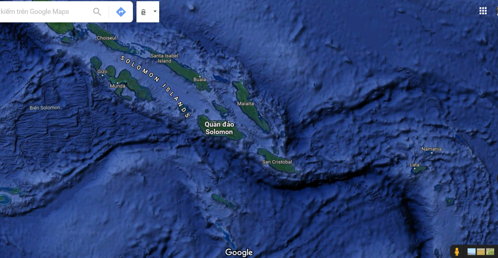 Solomon ở phía Nam Thái Bình Dương, sát bên cạnh Australia
