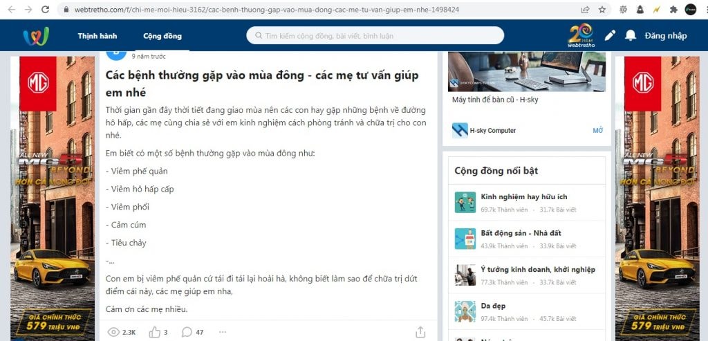 Webtretho là mạng xã hội hàng đầu dành cho phụ nữ tại Việt Nam.