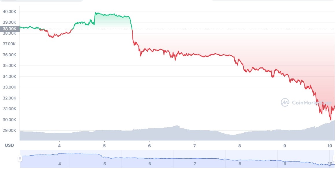 Bán tháo trên diện rộng, Bitcoin xuống vùng 30.000 USD/BTC, mức giá thấp nhất từ tháng 7/2021