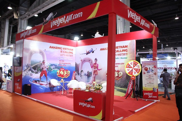 Gian hàng của Vietjet tại SATTE 2022.