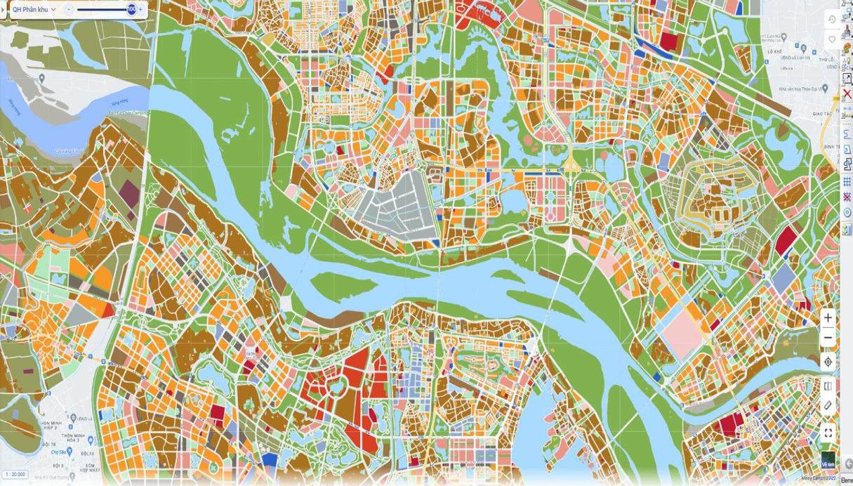 Hình ảnh quy hoạch phân khu sông Hồng hiển thị trên ứng dụng Meey Map