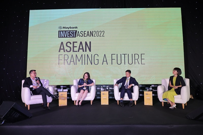 Hội nghị các nhà đầu tư thường niên Invest ASEAN 2022 do Maybank tổ chức diễn ra 2 ngày tại TP. HCM. (Ảnh: Các diễn giả chia sẻ về thị trường trái phiếu doanh nghiệp tại sự kiện)