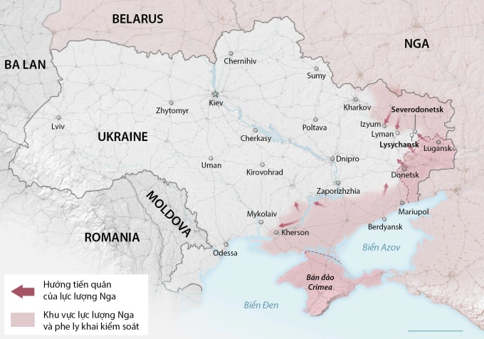 Cục diện chiến sự Ukraine. Đồ họa: Washington Post.