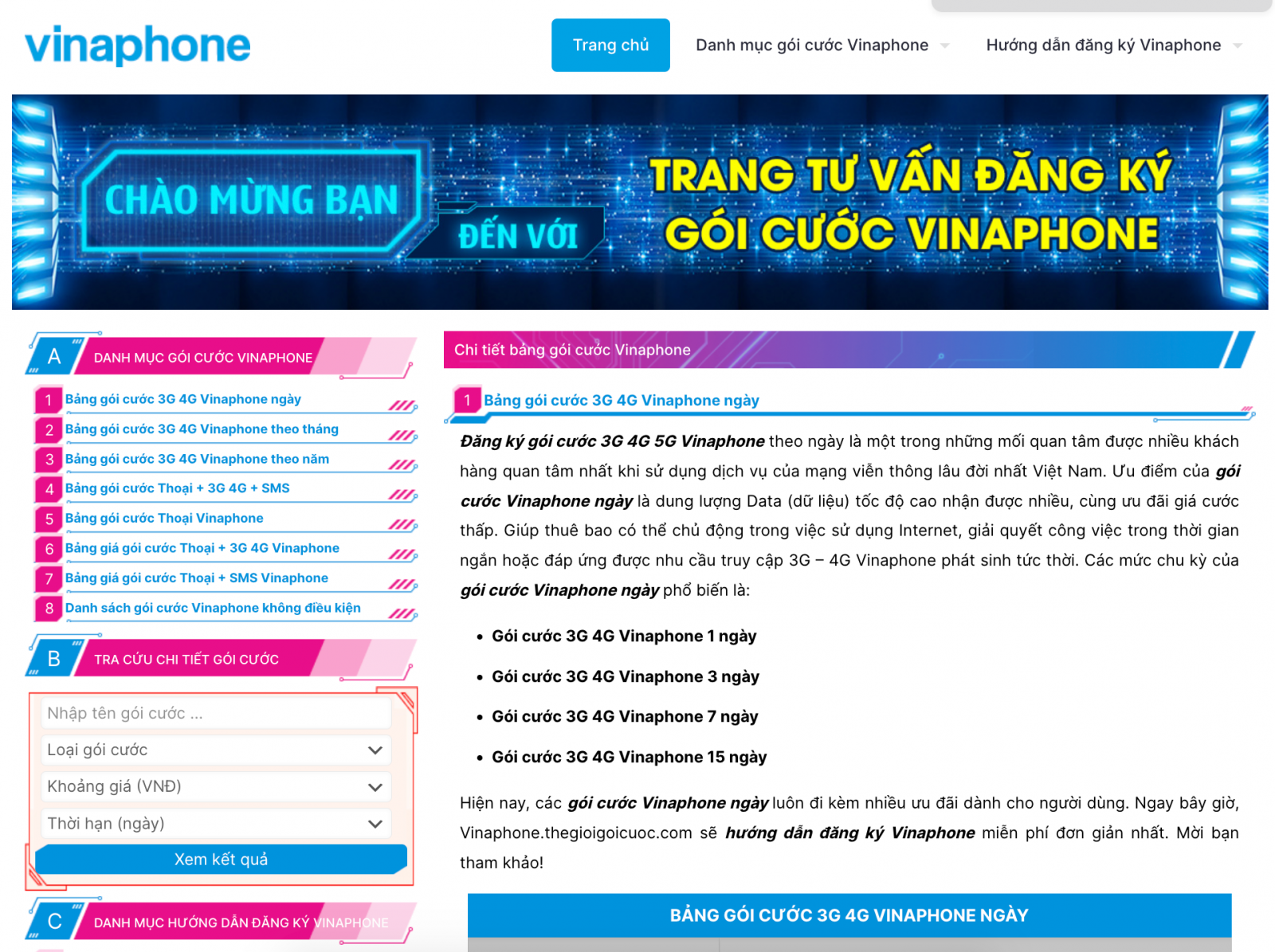 Chuyên trang tư vấn đăng ký gói cước Vinaphone thuộc Thegioigoicuoc.com