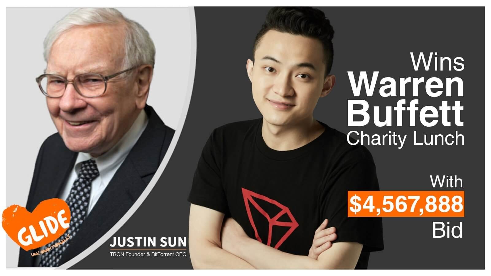 doanh nhân tiền điện tử Justin Sun, người đã trả kỷ lục 4,57 triệu đô la vào năm 2019 cho cơ hội ăn trưa vớip/Buffett.