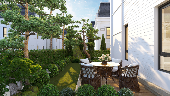 Thảo Viên Villas được bố trí hệ thống tiểu cảnh sân vườn gần gũi với thiên nhiên, hưởng thụ không khí trong lành.