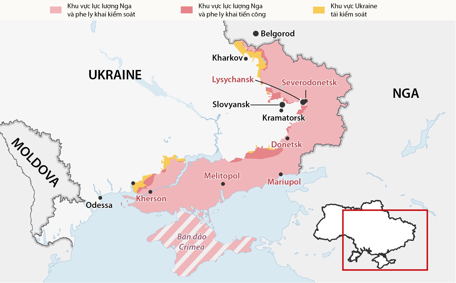 Mất 5 tháng để Nga kiểm soát 1/5 lãnh thổ Ukraine (Đồ họa Guardian)