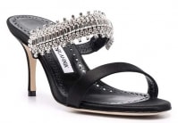 Dép Cao Gót Manolo Blahnik Crystal-Embellished Leather Mules Màu Đen