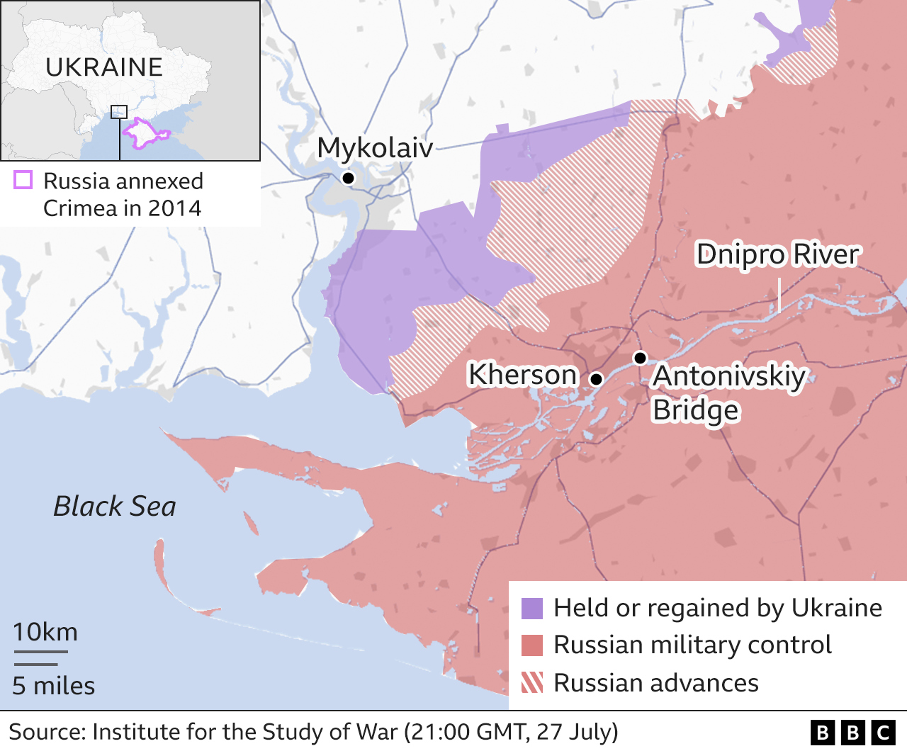 Ukraine đã phá hủy các cây cầu để chặn đường tiếp tế của Nga ở Kherson.