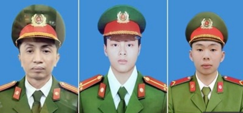 3 chiến sĩ hy sinh là: Trung tá Đặng Anh Quân, Đội trưởng đội PCCC; Trung úy Đỗ Đức Việt và Binh nhì Nguyễn Đình Phúc, chiến sĩ nghĩa vụ.