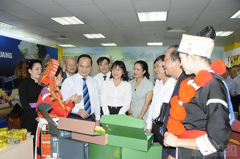 Các đại biểu tham dự Hội nghị tham quan khu trưng bày sản phẩm 