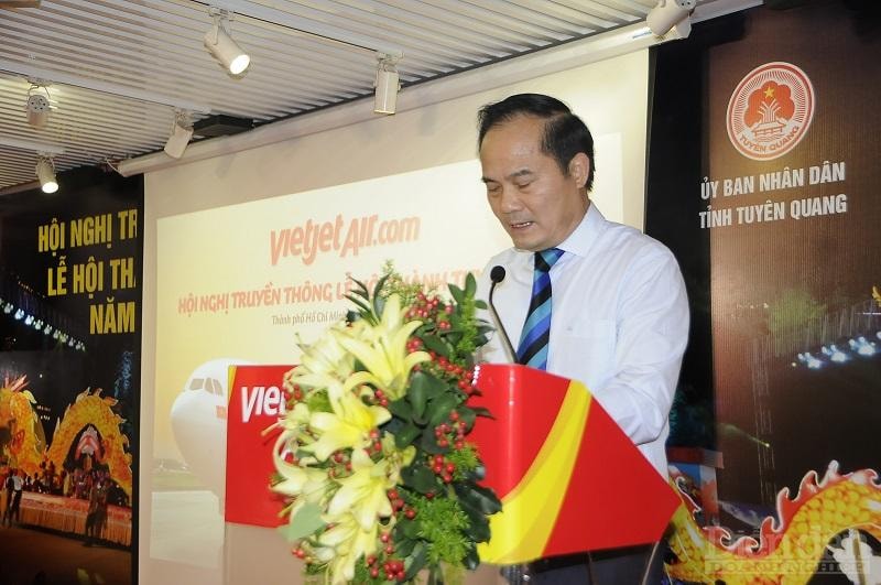 Phó chủ tịch UBND tỉnh Tuyên Quang Hoàng Việt Phương phát biểu tại Hội nghị - Ảnh: Đình Đại.