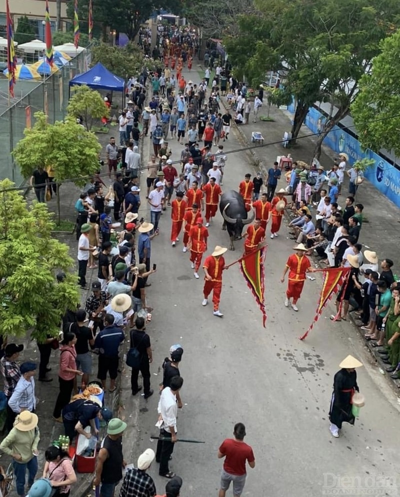 Ngay từ 5h sáng, các phường trên địa bàn quận Đồ Sơn đã tiến hành lễ rước ông trâu về sân vận động trung tâm quận để chuẩn bị cho lễ hội chọi trâu truyền thống Đồ Sơn năm 2022