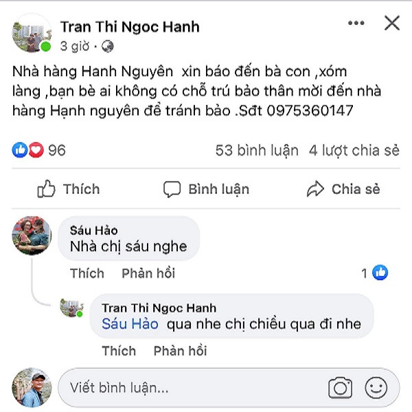 Nhiều đơn vị thông báo cung cấp nơi trú bão Noru cho người dân địa phương.