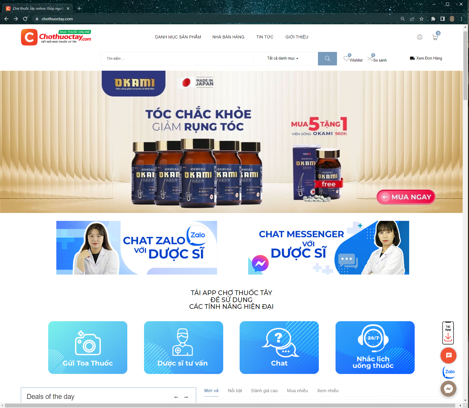 Giao diện chính của trang web Chợ Thuốc Tây