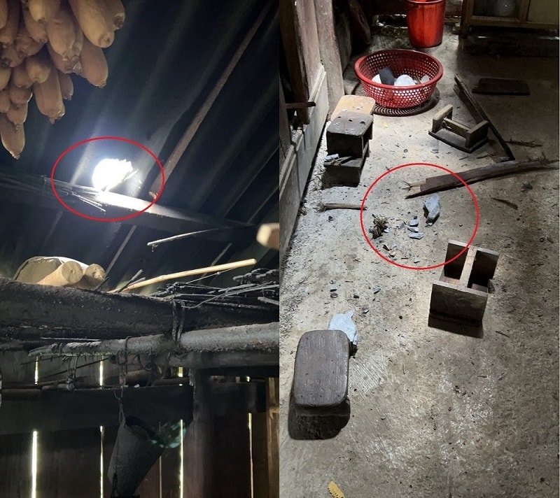 Vụ nổ mìn trưa ngày 14/9 khiến đá văng, làm thủng mái nhà của 6 hộ dân và 1 cháu bé bị thương