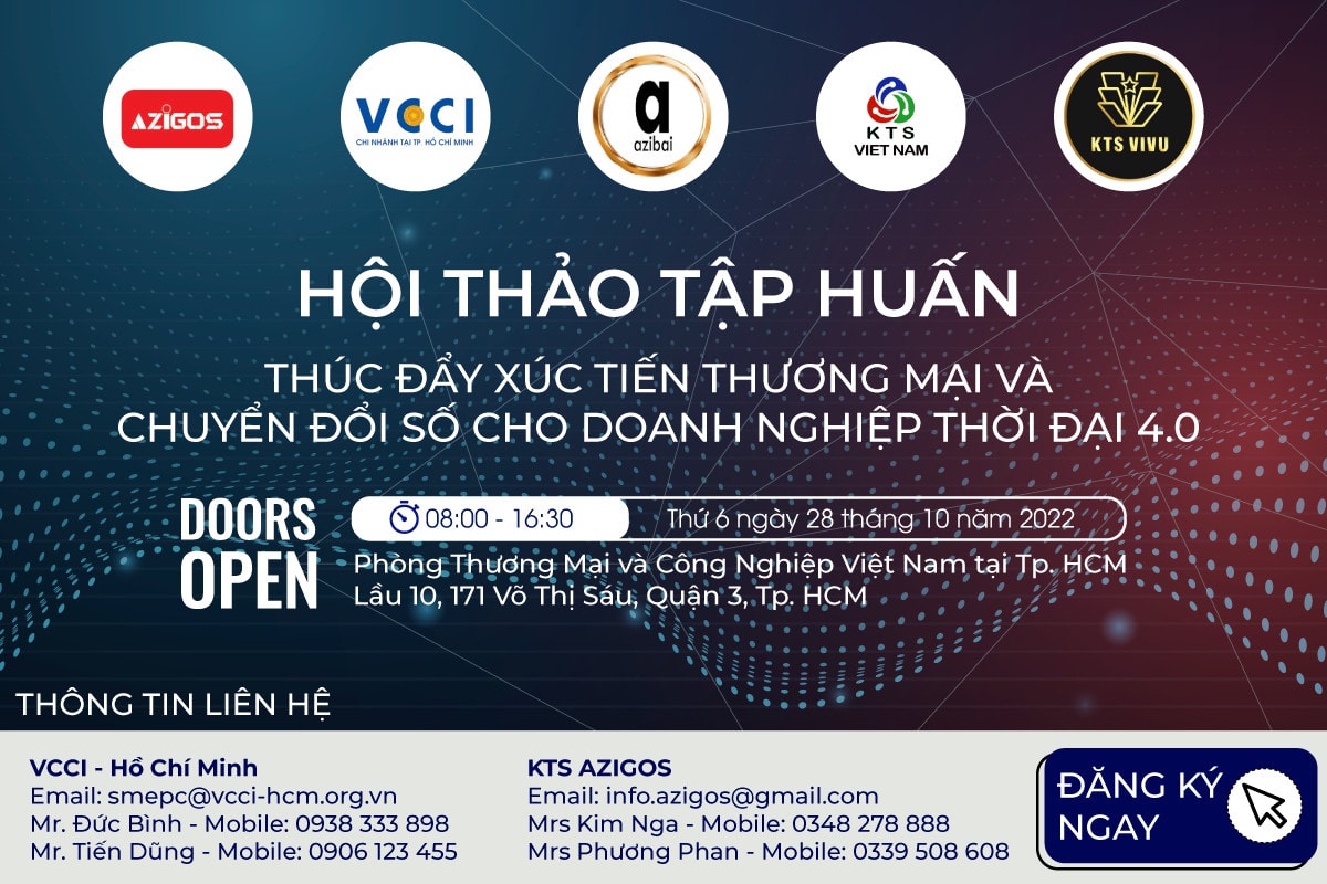 Hội thảo tập huấn xúc tiến thương mại và chuyển đổi số cho doanh nghiệp thời đại 4.0 sẽ diễn ra vào ngày 28/10.