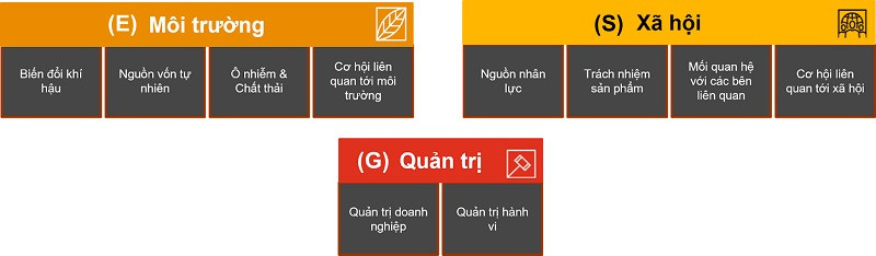 Ba trụ cột của ESG và một số ví dụ về các vấn đề liên quan (Nguồn: PwC Việt Nam)