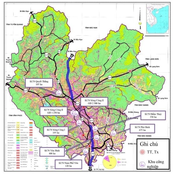 Bản đồ quy hoạch các KCN trên địa bàn tỉnh Thái Nguyên