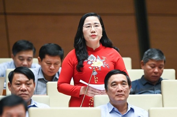 Đại biểu Nguyễn Thị Thủy thảo luận tại hội trường ngày 8-11