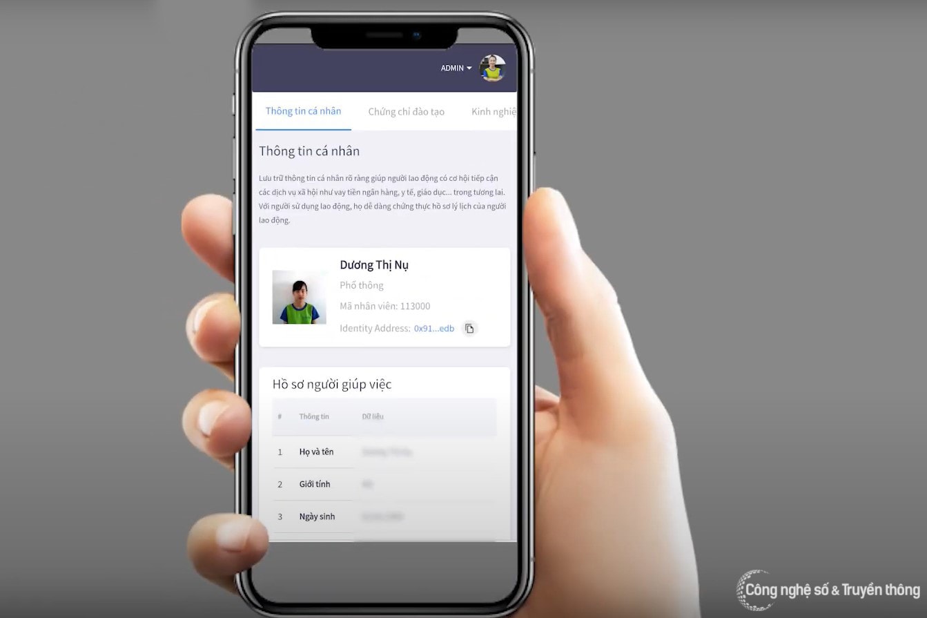 Thông tin về người lao động được lưu trữ như một dạng định danh số bằng công nghệ Blockchain.