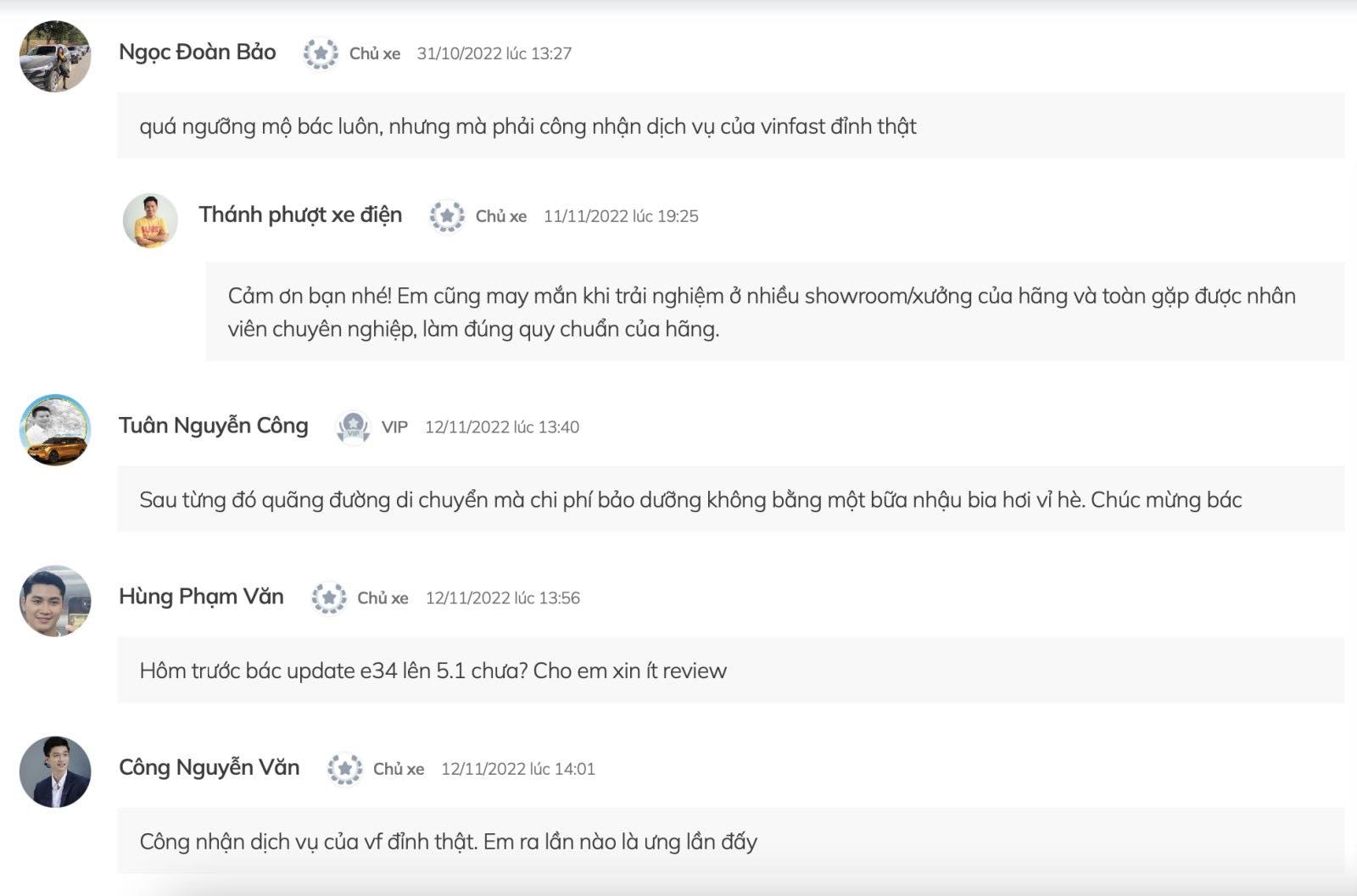 Anh Phạm Việt Anh review về xưởng dịch vụ VinFast trên trang Cộng đồng VinFast Việt Nam.