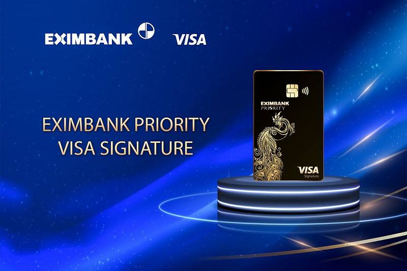 Thẻ Eximbank Priority Visa Signature - dòng thẻ “Siêu tiện ích” vì có rất nhiều chính sách ưu đãi từ các khách sạn 5 sao, xe đưa đón sân bay cùng gói bảo hiểm du lịch với quyền lợi hơn 10 tỉ đồng,…