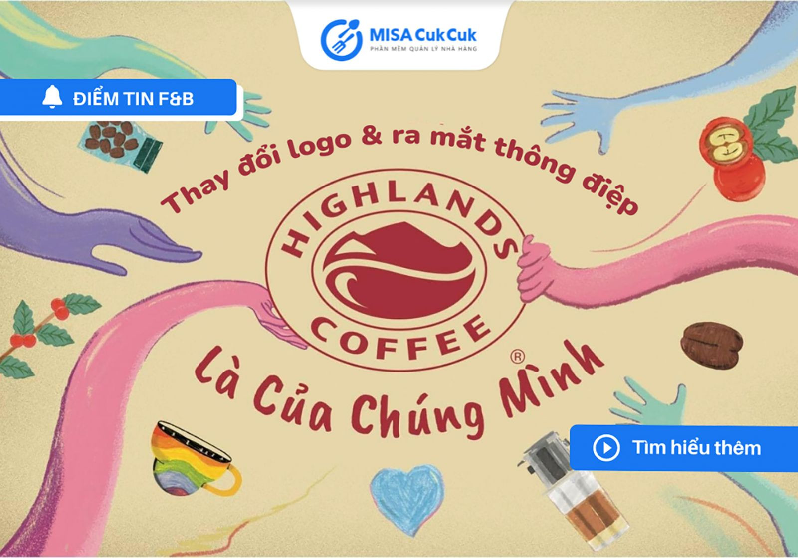  Điểm mới ở lần “chuyển mình” lần này của Highlands Coffee nằm ở bộ màu sắc thương hiệu (Đỏ, Nâu cà phê, Nâu đất) được chuyển thành một gam màu đỏ duy nhất nằm trên nền trong suốt. 