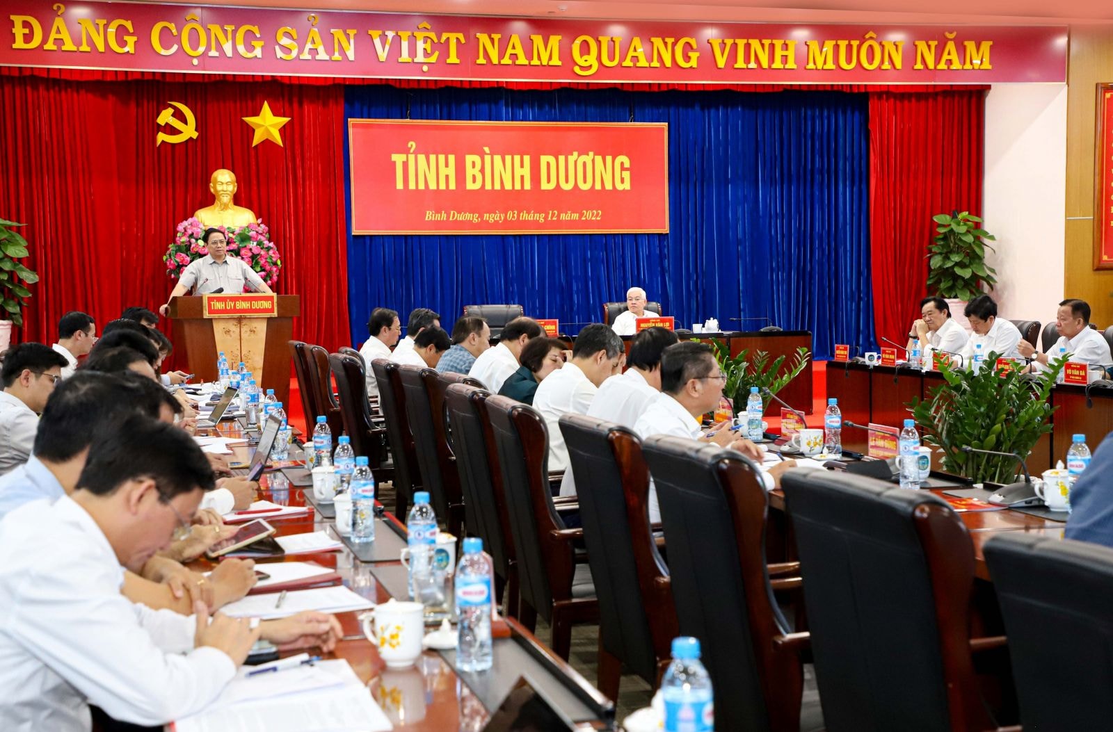 Thủ tướng Chính phủ Phạm Minh Chính phát biểu tại buổi làm việc với Ban Thường vụ Tỉnh ủy Bình Dương