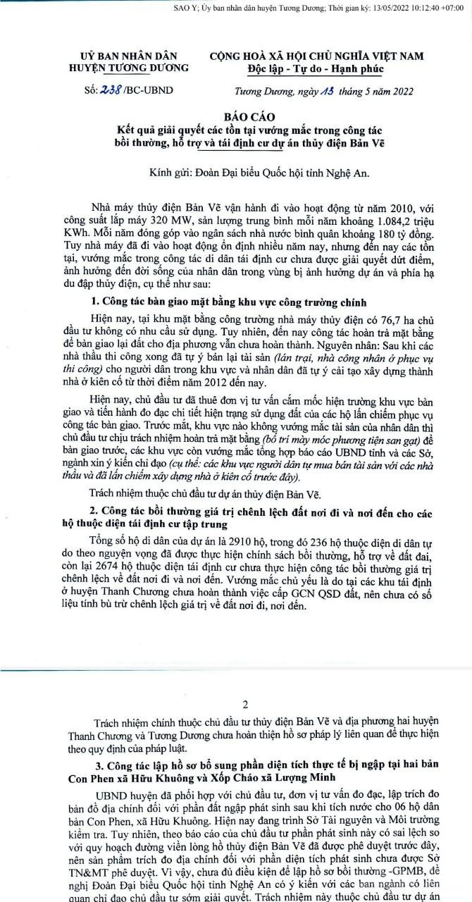 Đến nay, mặc dù đã có không ít văn bản liên quan đến công tác hỗ trợ người dân tái định cư thuỷ điện Bản Vẽ đi và đến nhưng nhiều nội dung vẫn chưa được xử lý, giải quyết dứt điểm 