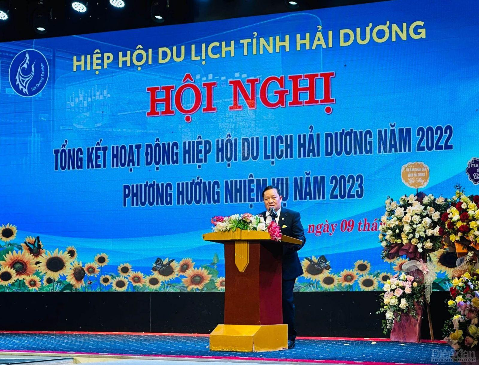 Ông Nguyễn Minh Xô - Chủ tịch Hiệp hội du lịch Hải Dương, phát biểu tại hội nghị