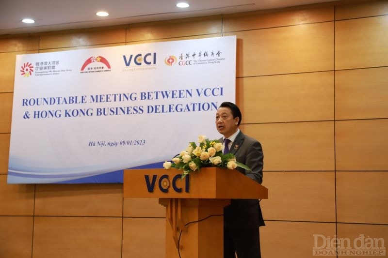 Phó Chủ tịch VCCI Nguyễn Quang Vinh phát biểu tại cuộc gặp gỡ doanh nghiệp Việt Nam - Hồng Kông