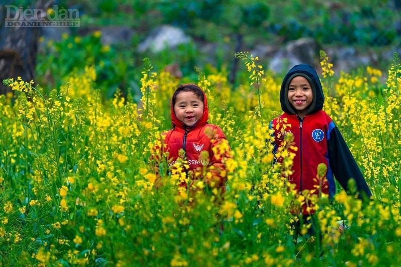 Xuân về mang theo sắc vàng của hoa cải, thấp thoáng những tiếng cười trẻ thơ trong trẻo của thiên đường xuân Sapa