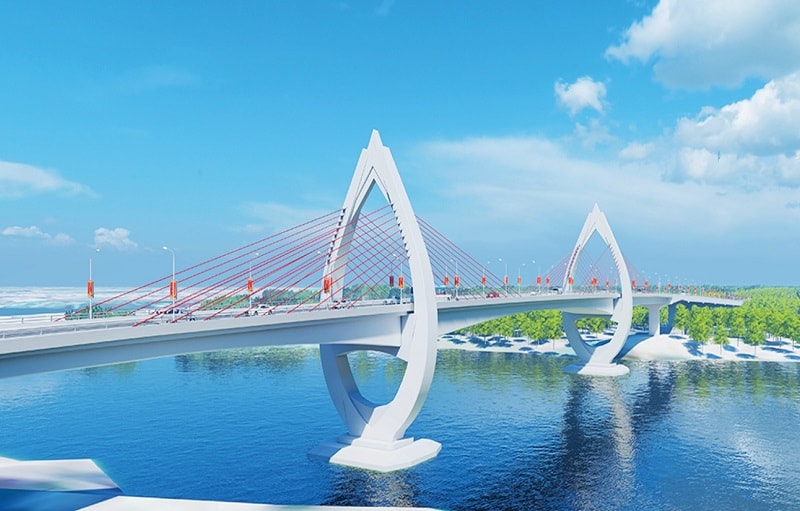 Phối cảnh cầu qua sông Đào nối từ đường Song Hào đến đến đường Vũ Hữu Lợi - TP Nam Định