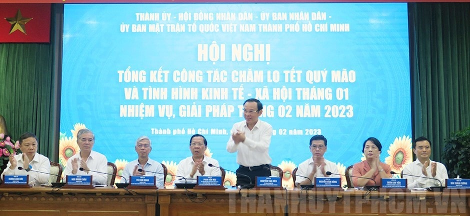 TP.HCM tổ chức Hội nghị Tổng kết công tác chăm lo Tết Quý Mão và tình hình kinh tế-xã hội tháng 1, nhiệm vụ, giải pháp tháng 2/2023 - Ảnh: THANHUYTPHCM.VN