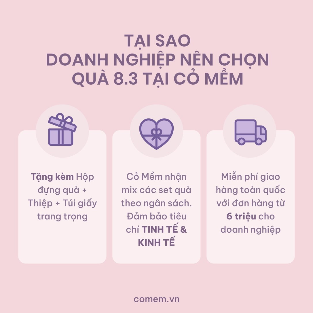 Những lý do các doanh nghiệp nên chọn quà 8/3 tại Cỏ Mềm (Theo Cỏ Mềm)