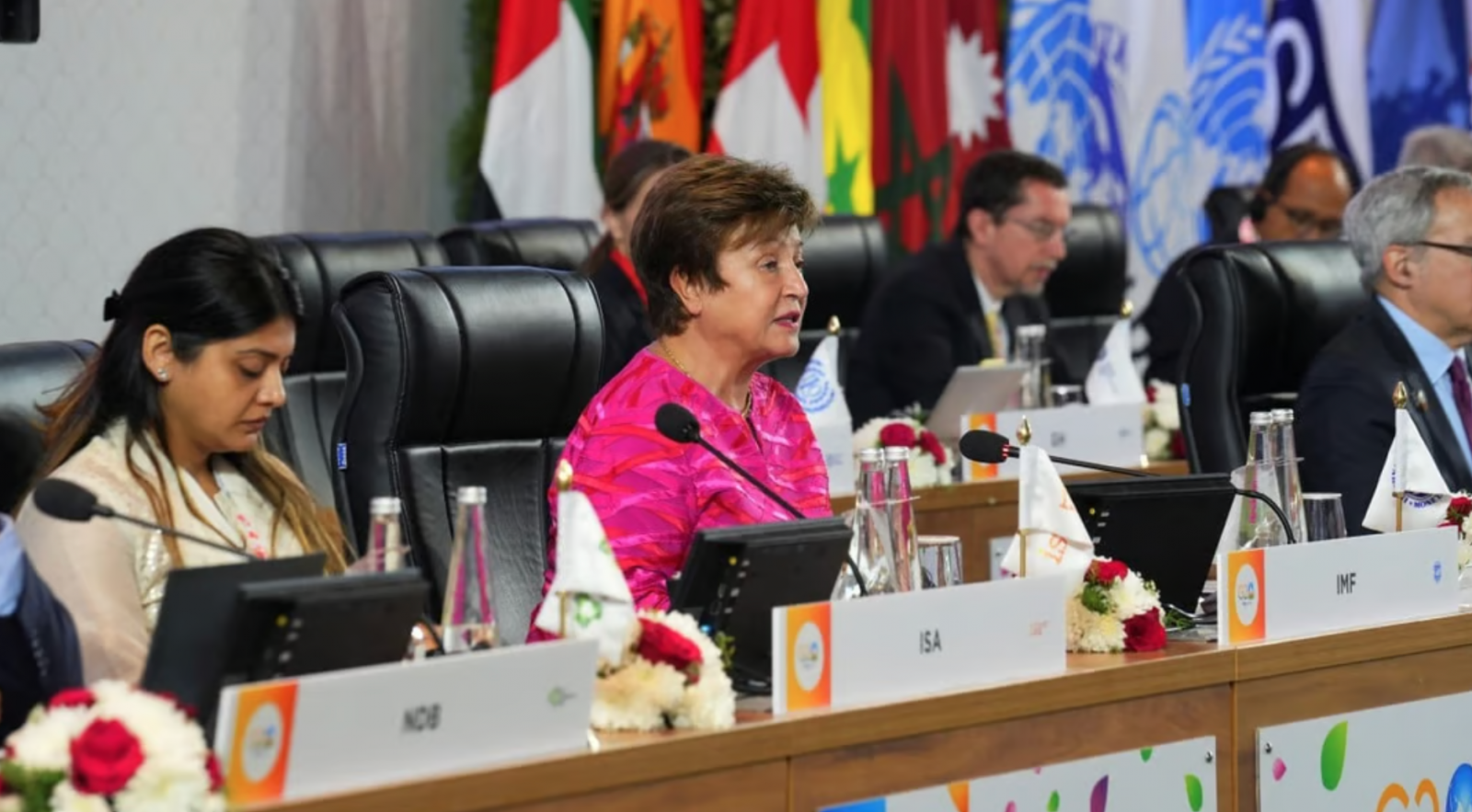 Giám đốc điều hành IMF Kristalina Georgieva phát biểu trong cuộc họp Bộ trưởng Tài chính và Thống đốc Ngân hàng Trung ương G20 ở ngoại ô thành phố Bengaluru, Ấn Độ, vào ngày 24 tháng 2 năm 2023. Ảnh: Reuters