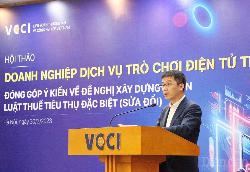 ông Đậu Anh Tuấn - Phó Tổng thư ký, Trưởng ban Pháp chế VCCI phát biểu tại Hội thảo