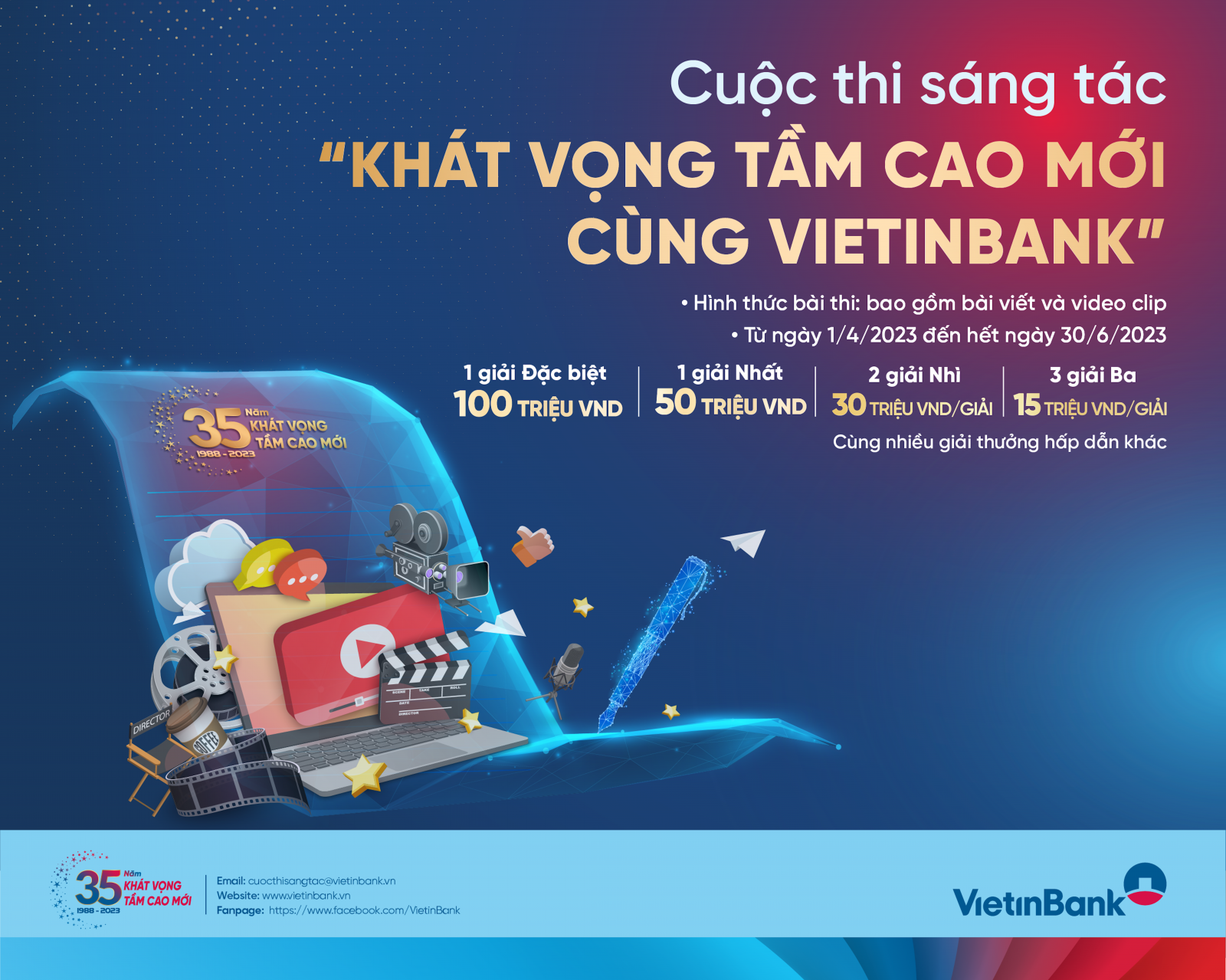 Năm 2023 là cột mốc có ý nghĩa đặc biệt quan trọng khi VietinBank kỷ niệm 35 năm thành lập, đánh dấu sự chuyển mình mạnh mẽ của VietinBank với “Khát vọng tầm cao mới”, tiếp tục khẳng định vị thế là ngân hàng thương mại Nhà nước lớn, chủ lực, trụ cột trong hệ thống ngân hàng Việt Nam.