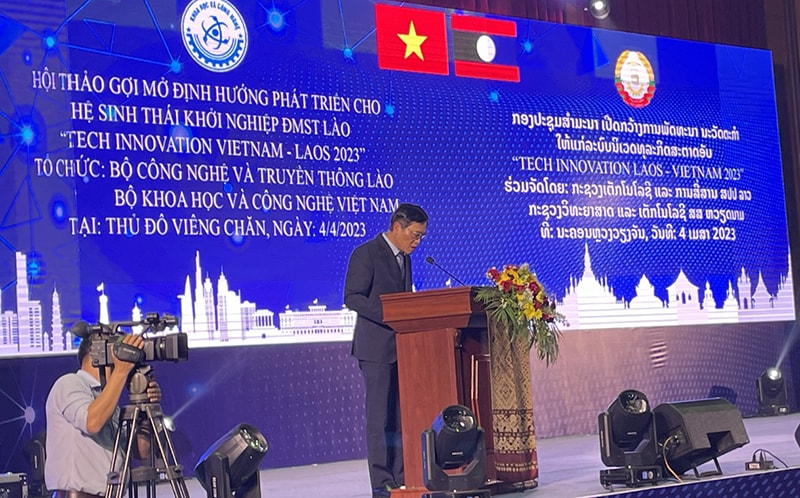 Ông Trần Văn Tùng - Thứ Trưởng Bộ Khoa học và Công nghệ tại Hội thảo Gợi mở, định hướng phát triển hệ sinh thái khởi nghiệp phải đổi mới sáng tạo Lào