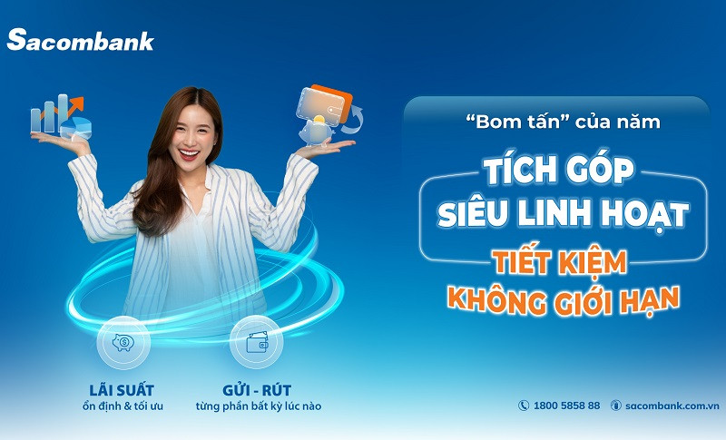 Khách hàng gửi Tiết kiệm Tích góp siêu linh hoạt tại Sacombank có thể rút tiền nhiều lần, mọi lúc mọi nơi.