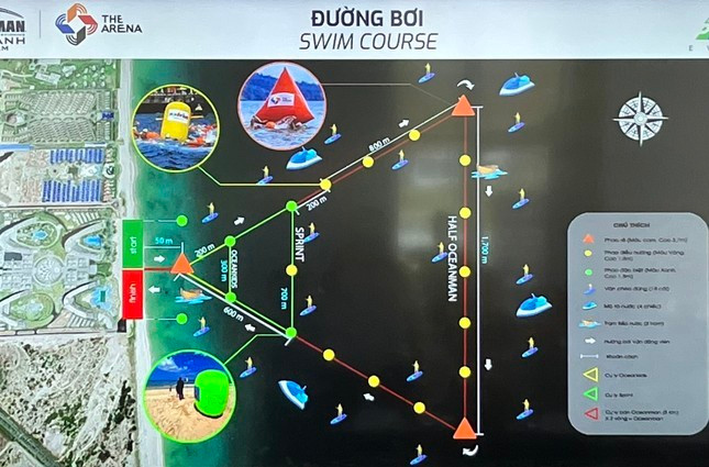 Mô hình đường bơi “Giải bơi biển quốc tế Oceanman Cam Ranh - Việt Nam năm 2023”.