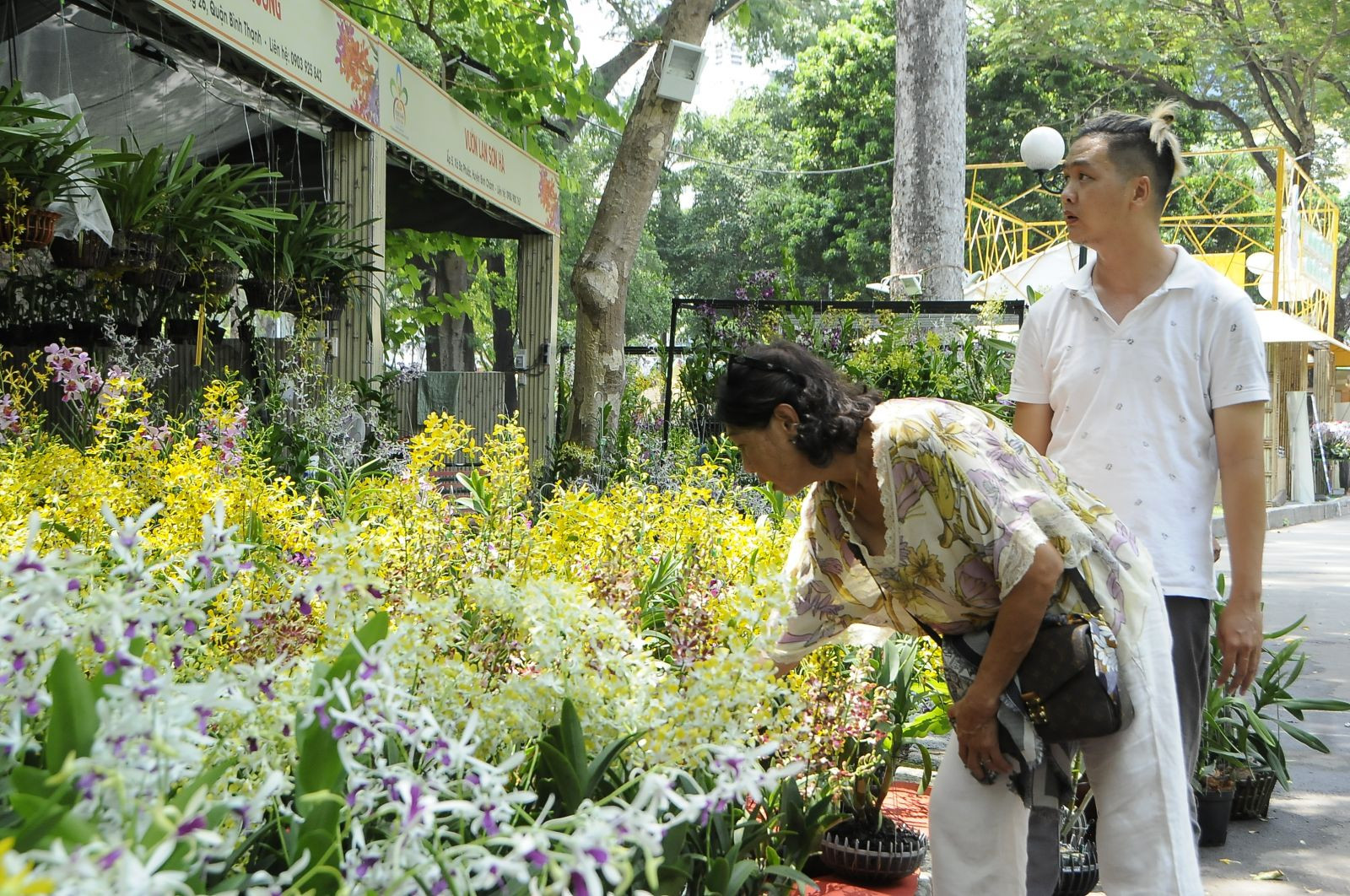 Ngoài ra, người dân và du khách còn có thể tự tay chọn mua những giò lan đẹp về trưng tại nhà - Ảnh: Đình Đại.