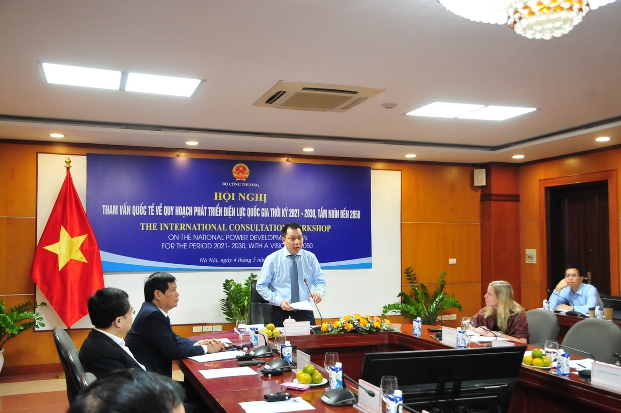 Hội nghị tham vấn quốc tế về quy hoạch phát triển điện lực quốc gia thời kỳ 2021-2030, tầm nhìn đến 2050 do Thứ trưởng Bộ Công Thương Đặng Hoàng An chủ trì 