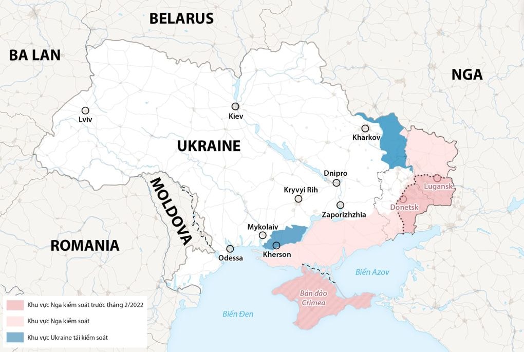 Cục diện chiến trường Ukraine (Đồ họa: WP)