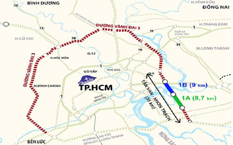 Dự án đường vành đai 3 TP.HCM, có tổng chiều dài khoảng 76,34 km, đi qua địa phận Thành phố Hồ Chí Minh và 03 tỉnh Đồng Nai, Bình Dương, Long An, được chia thành 08 dự án thành phần vận hành độc lập.