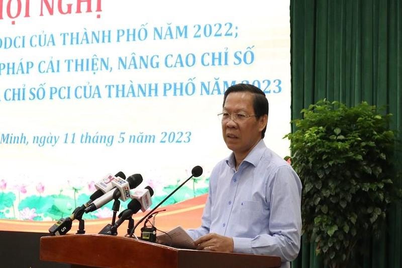 ông Phan Văn Mãi, Chủ tịch UBND TP.HCM, sáng 11/5/2023 tại hội nghị công bố chỉ số đánh giá năng lực cạnh tranh cấp sở, ban ngành, địa phương TP.HCM (DDCI) năm 2022 